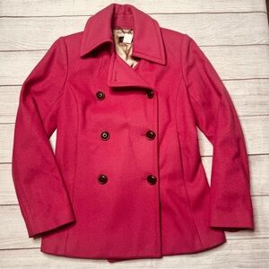 J. Crew Women’s Wool Blend Pink Pea Coat‎ Size XS